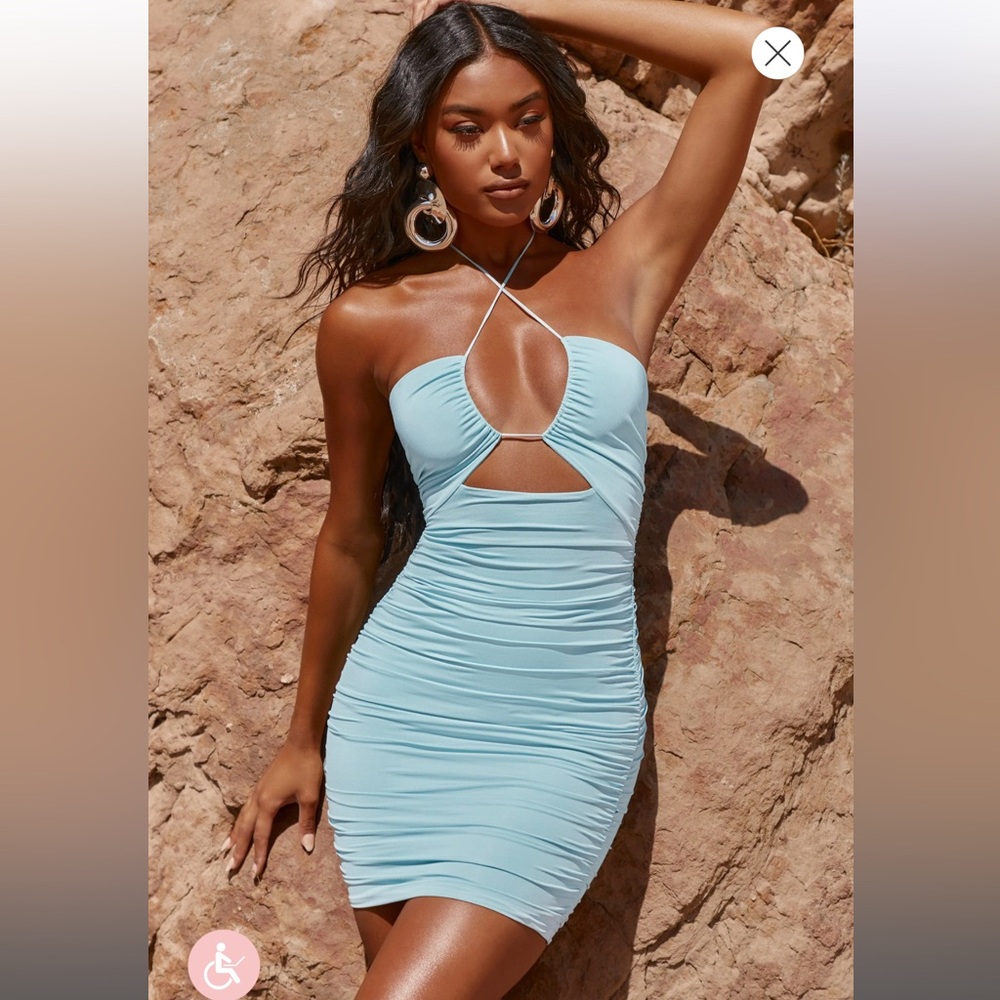 Heartbreaker Cross Strap Ruched Mini Dress